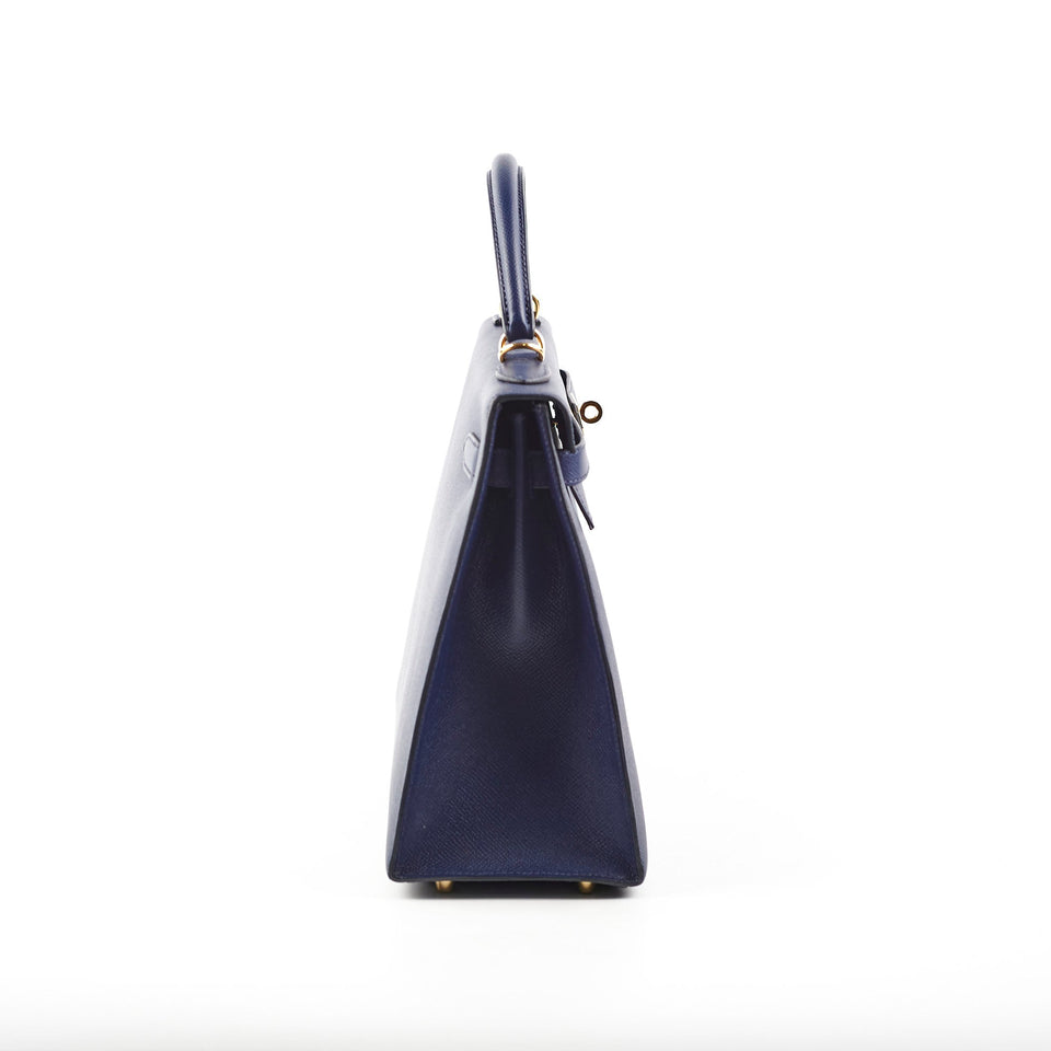 Hermes Kelly 32 Epsom Bleu Saphir - X Stamp