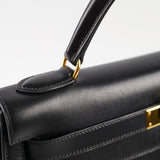 Hermes Kelly 32 Box Leather C Square Stamp Black