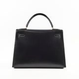 Hermes Kelly 32 Box Leather C Square Stamp Black