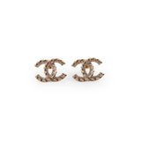 Chanel CC Logo Gold Rhingstone Earrings Costume Jewellery