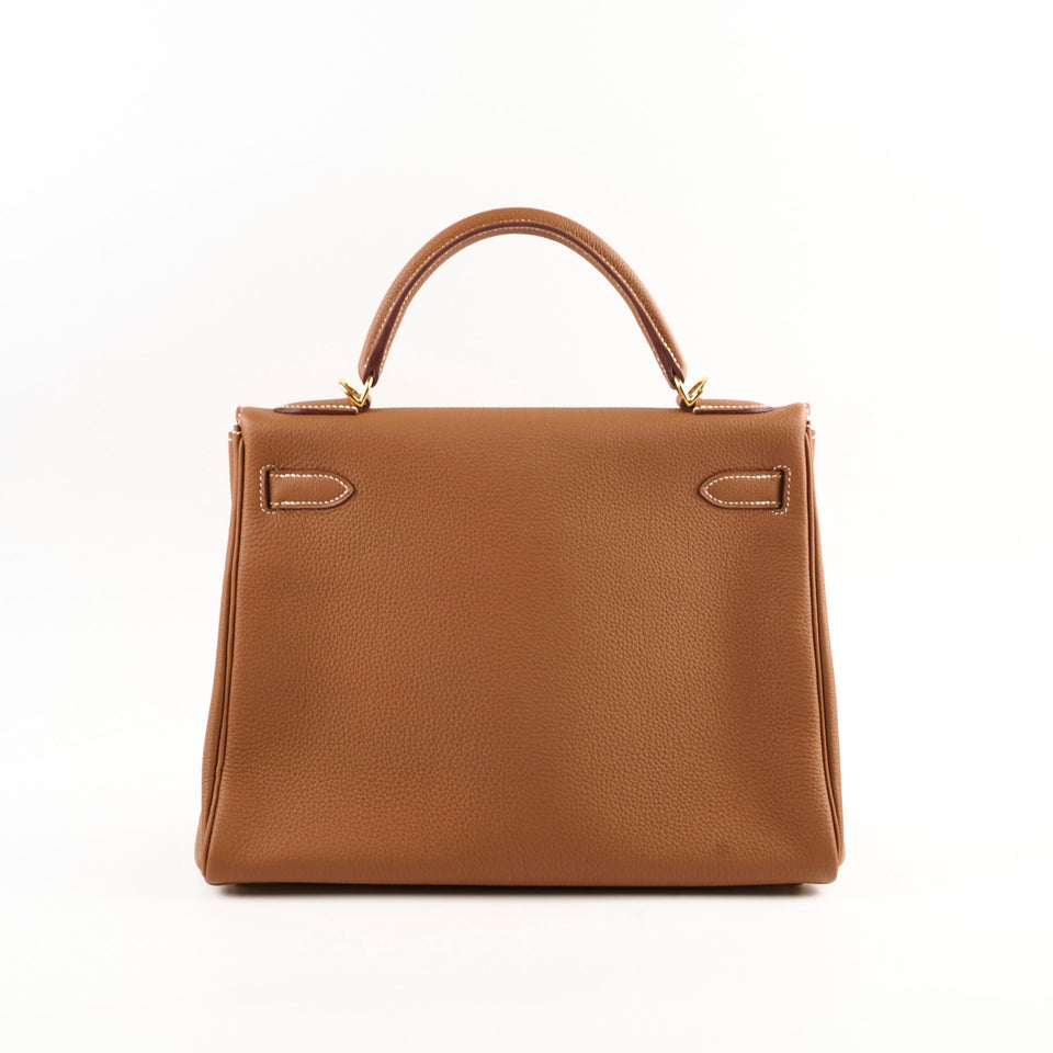 Hermes Kelly 32 Togo Gold A Stamp