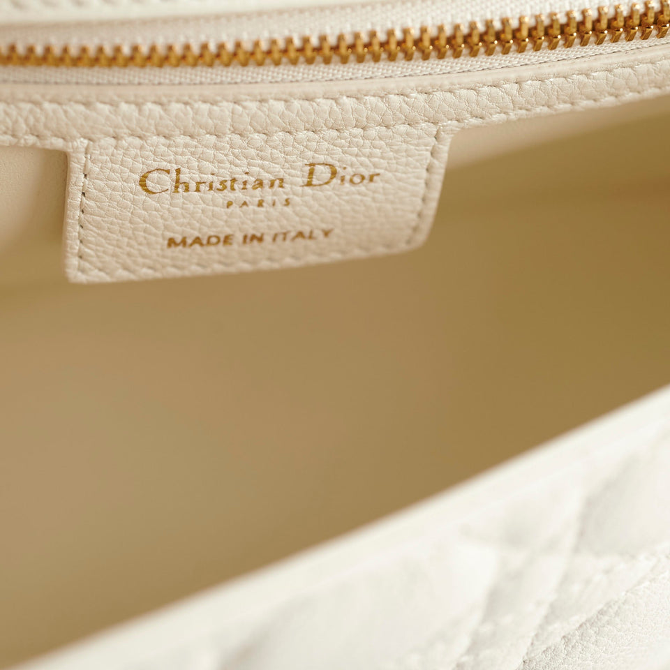 Christian Dior Medium Caro Cannage Bag White