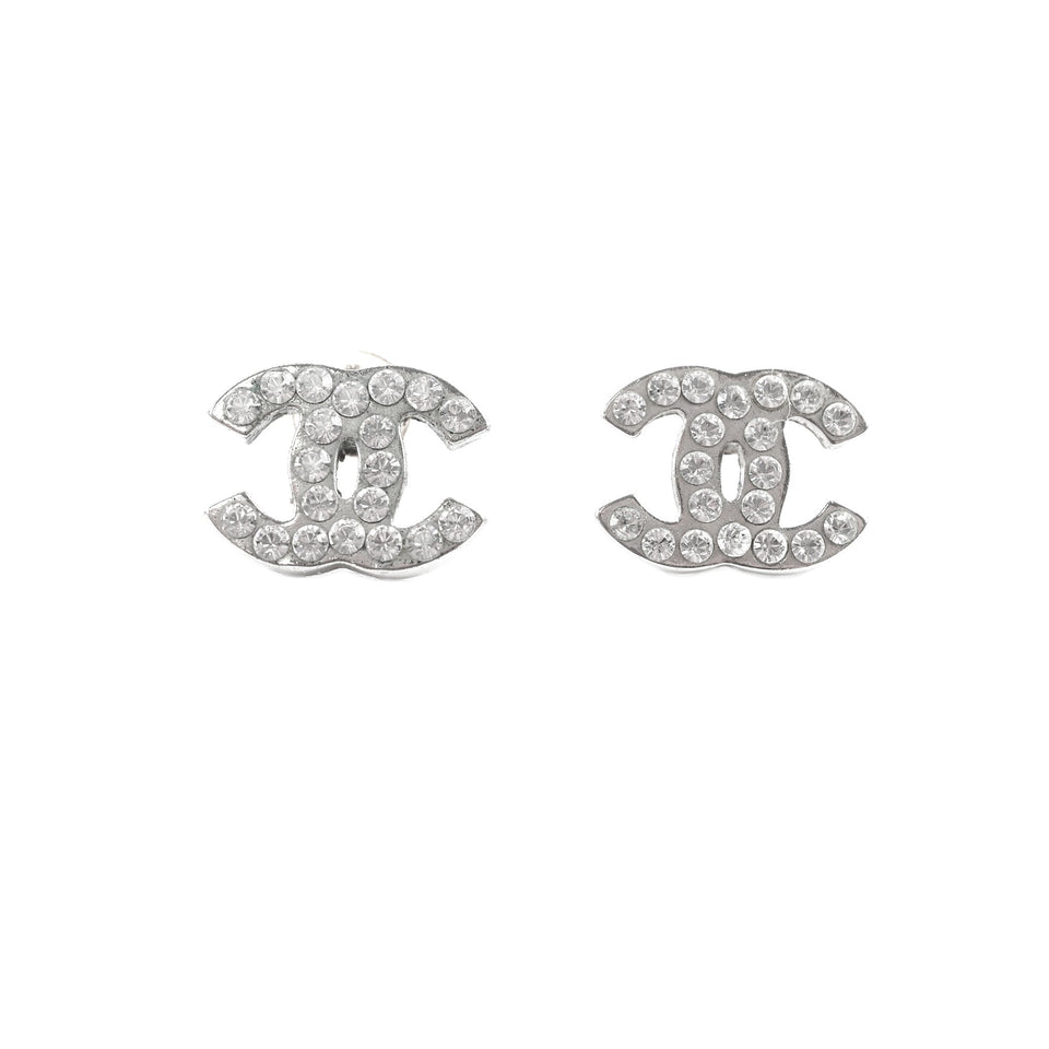 Chanel CC Logo Crystal Earrings