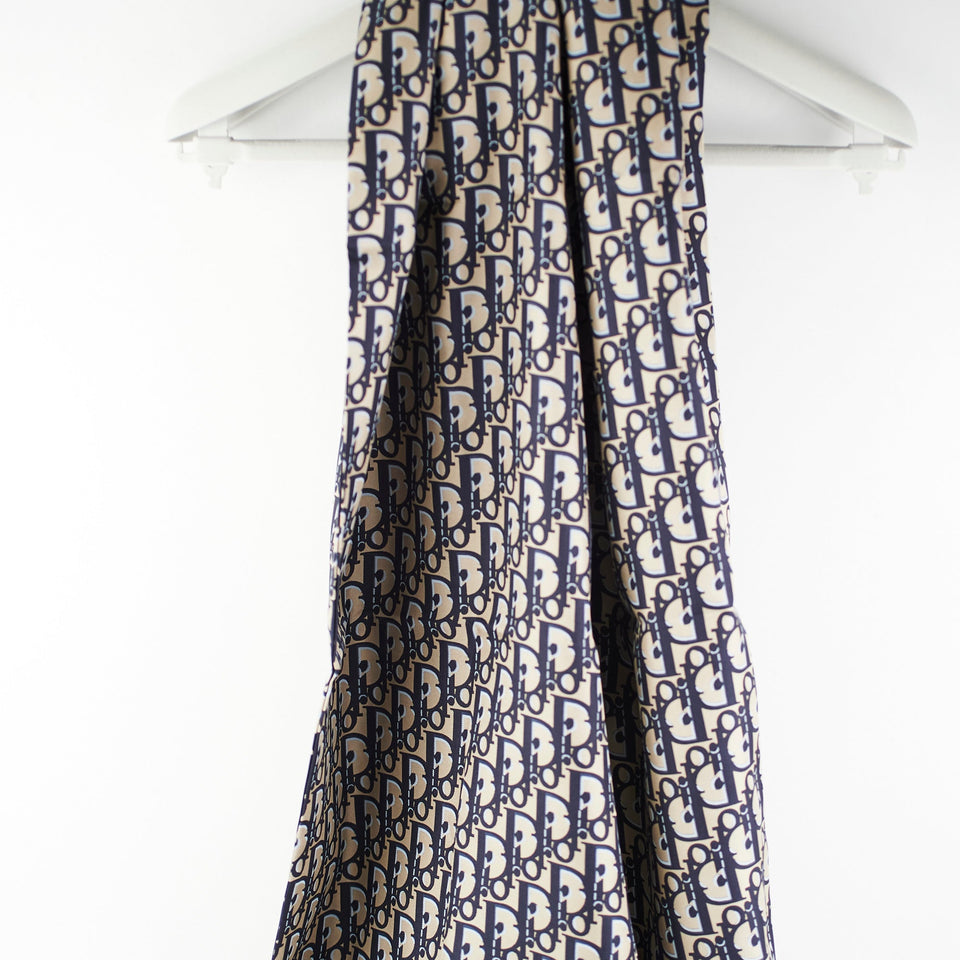 Christian Dior Oblique Navy Silk Scarf