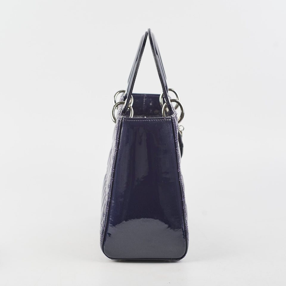 Christian Dior Medium Lady Dior Patent Navy