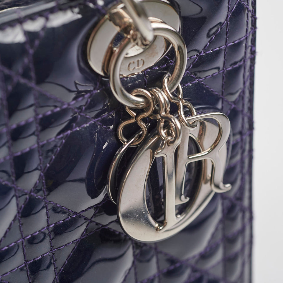 Christian Dior Medium Lady Dior Patent Navy