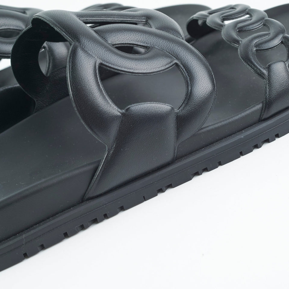 Hermes Extra Sandals Black Size 41