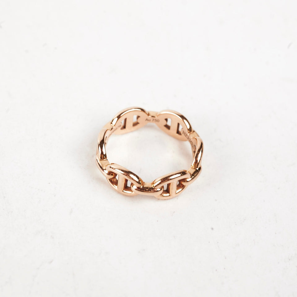 Hermes Chain D'ancre Echainee Ring 18k Rose Gold Size 48
