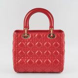 Christian Dior Medium Lady Dior Red Lambskin Bag