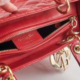 Christian Dior Medium Lady Dior Red Lambskin Bag