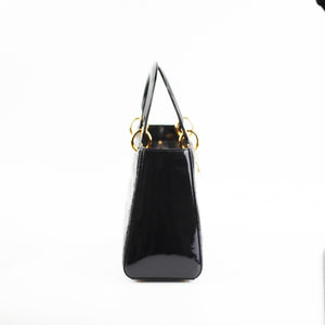 Christian Dior Medium Lady Dior Patent Black Bag