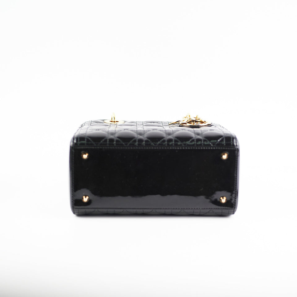 Christian Dior Medium Lady Dior Patent Black Bag