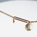 Hermes Ex- Libris Pendant Rose Gold One Diamond Necklace