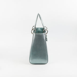 Christian Dior Lady Dior Medium Metallic Blue Patent