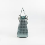 Christian Dior Lady Dior Medium Metallic Blue Patent