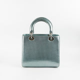 Christian Dior Lady Dior Medium Metallic Blue Patent