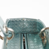 Christian Dior Lady Dior Medium Metallic Blue Patent