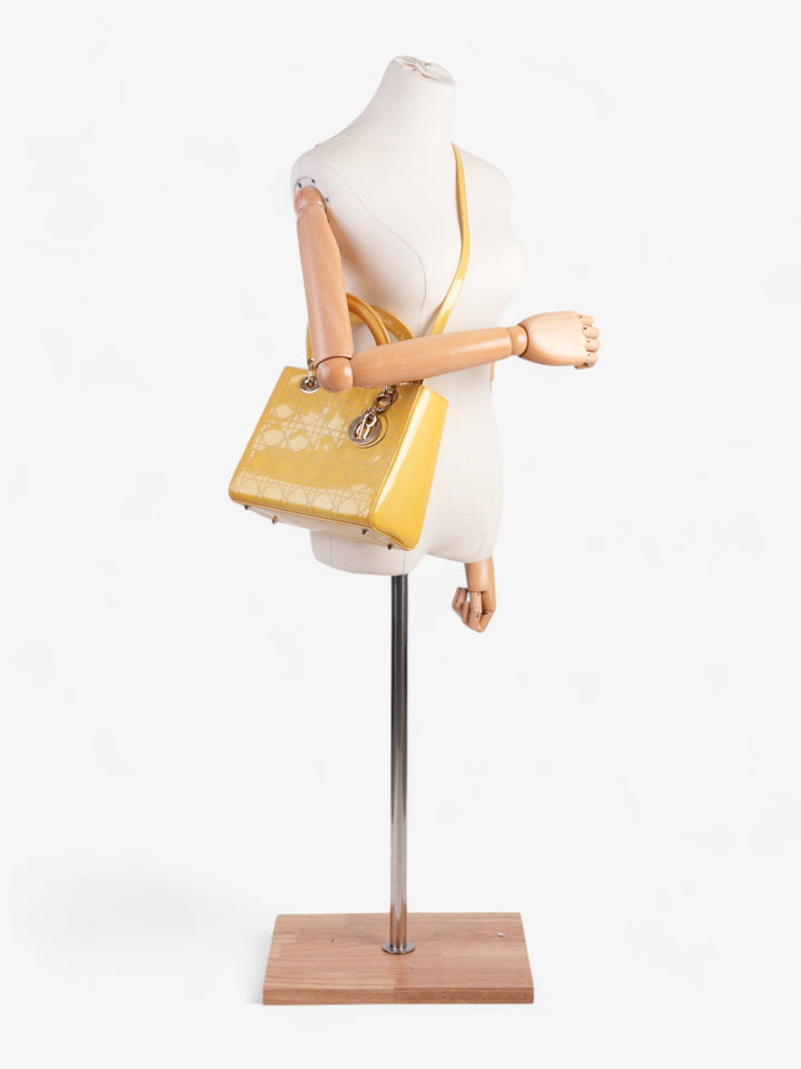 Christian Dior Lady Dior Yellow Patent Leather Medium