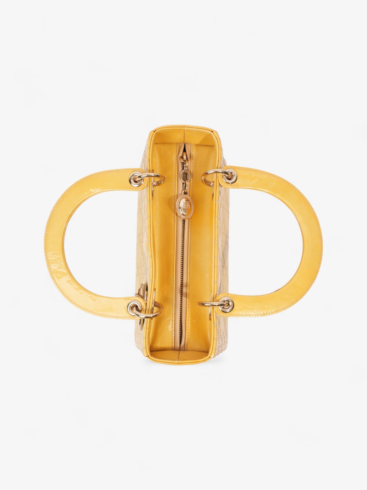 Christian Dior Lady Dior Yellow Patent Leather Medium