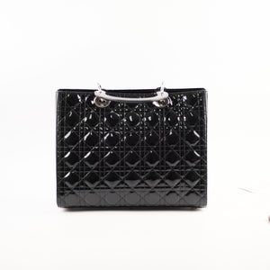Christian Dior Large Lady Dior Black Patent