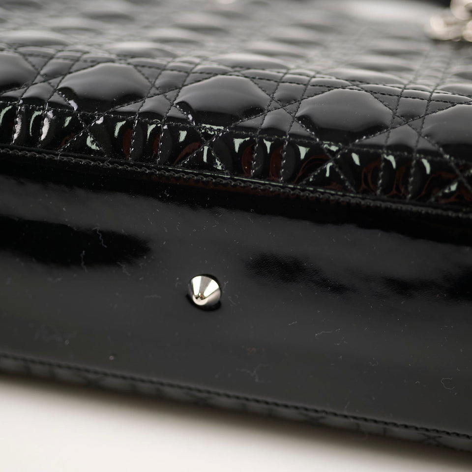 Christian Dior Large Lady Dior Black Patent