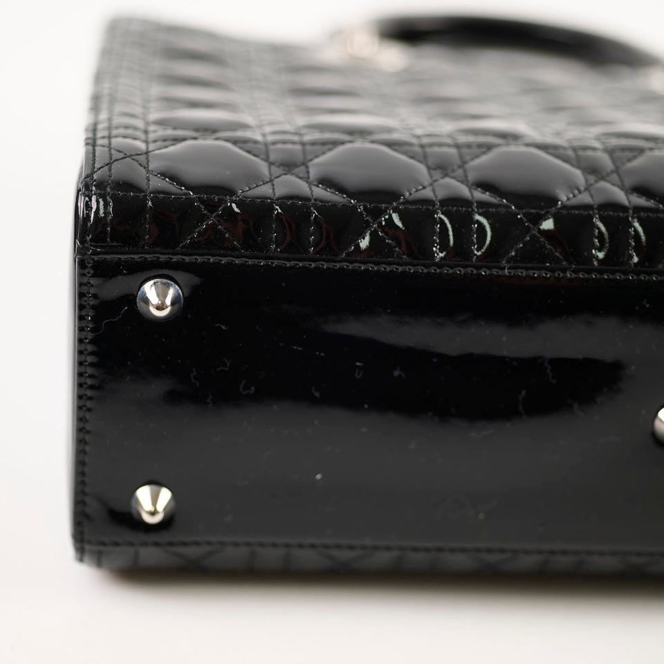 Christian Dior Large Lady Dior Black Patent