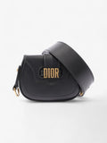 Christian Dior D Fence Saddle Bag Black Calfskin Leather Mini