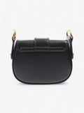 Christian Dior D Fence Saddle Bag Black Calfskin Leather Mini