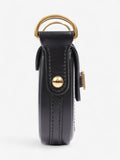 Christian Dior D Fence Saddle Bag Black Calfskin Leather Mini