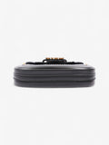 Christian Dior D Fence Saddle Bag Black Calfskin Leather Mini