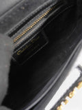 Christian Dior D Fence Saddle Bag Black Calfskin Leather Mini