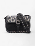 Christian Dior Monogram Messenger Bag Black / Blue Oblique Cotton