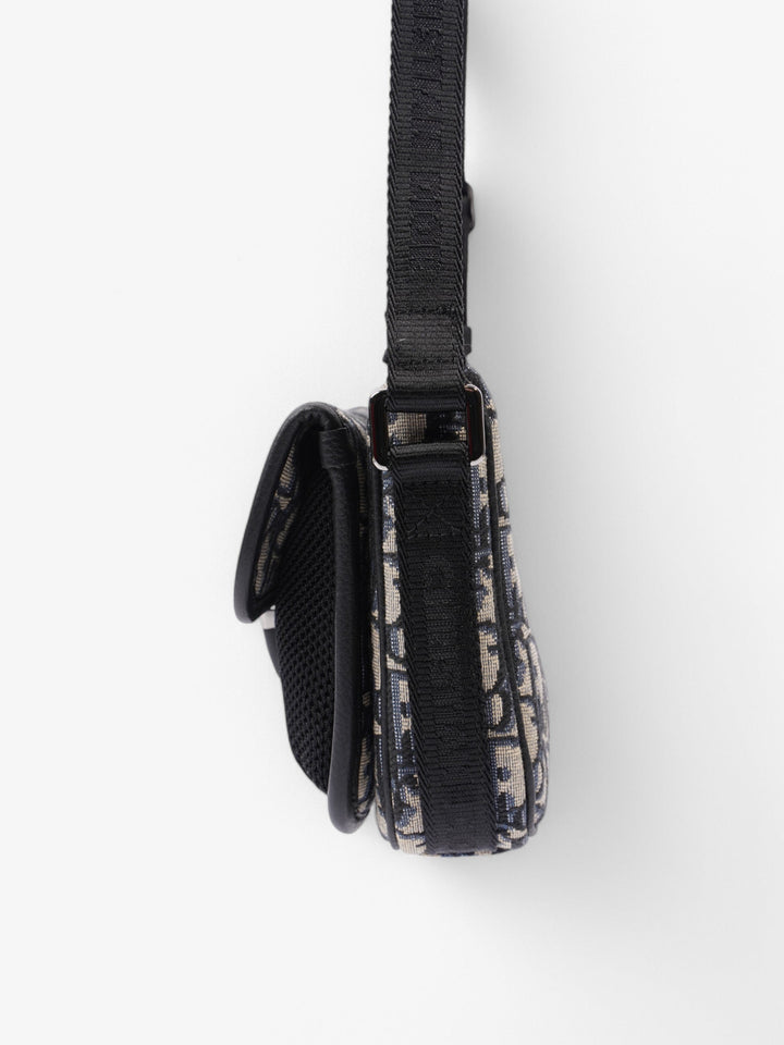 Christian Dior Monogram Messenger Bag Black / Blue Oblique Cotton