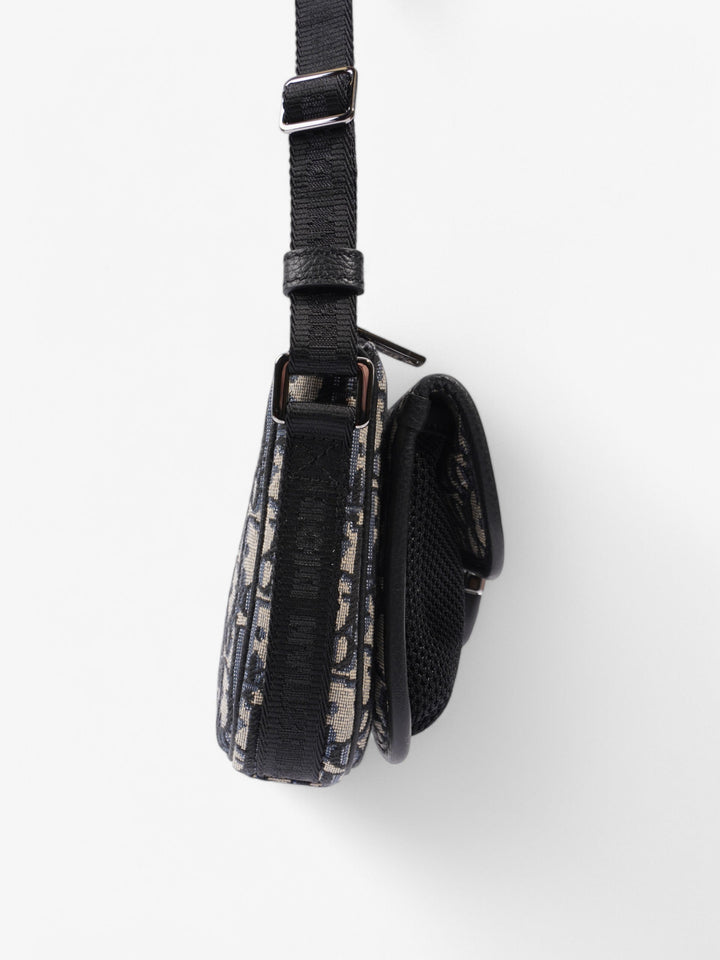 Christian Dior Monogram Messenger Bag Black / Blue Oblique Cotton