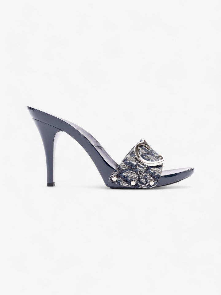 Christian Dior Monogram CD Buckle Heels 80 Navy Monogram Cloth EU 40 UK 7