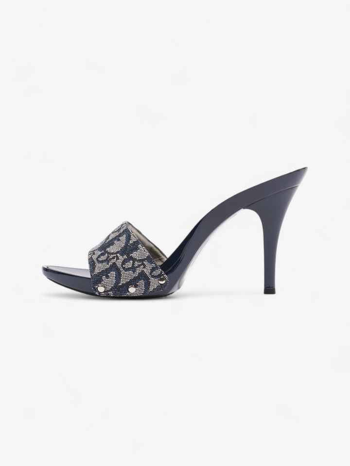 Christian Dior Monogram CD Buckle Heels 80 Navy Monogram Cloth EU 40 UK 7