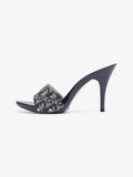 Christian Dior Monogram CD Buckle Heels 80 Navy Monogram Cloth EU 40 UK 7