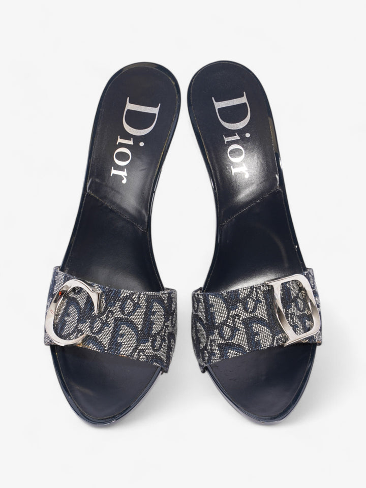 Christian Dior Monogram CD Buckle Heels 80 Navy Monogram Cloth EU 40 UK 7