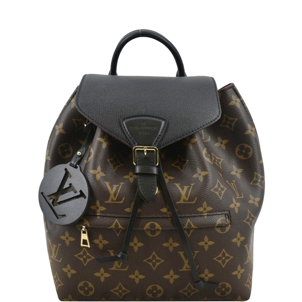 Louis Vuitton Montsouris NM Monogram Canvas Leather Backpack Bag Black