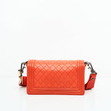 Chanel Boy Lambskin with Adjustable Strap in Orange