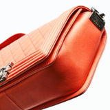 Chanel Boy Lambskin with Adjustable Strap in Orange