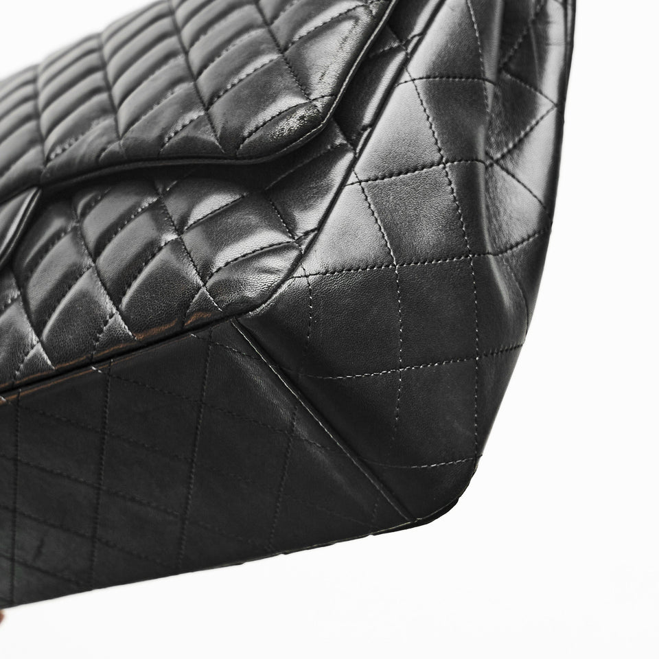 Chanel Maxi Lambskin Classic Single Flap Bag in Black SHW