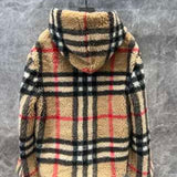 Burberry FW Winter New Plaid Lamb Wool Hooded Sweatshirt