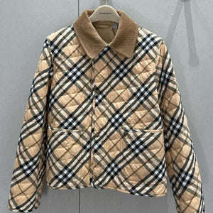 Burberry Plaid Cotton Corduroy Collar Jacket