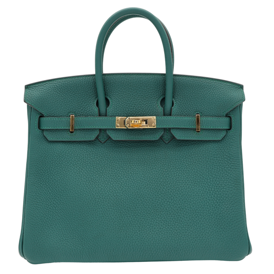 Hermes25cm Birkin Malachite Togo Leather Gold Hardware