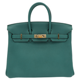 Hermes25cm Birkin Malachite Togo Leather Gold Hardware