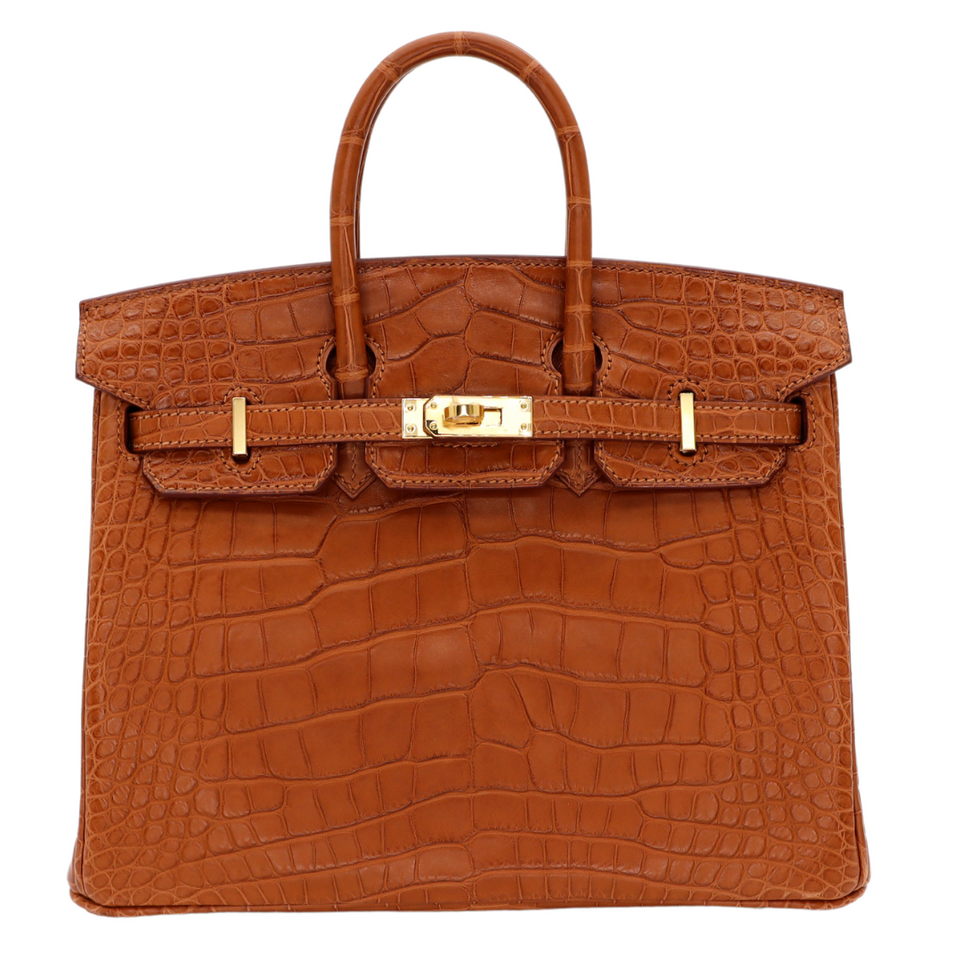 Hermes25cm Birkin Gold Matte Alligator Gold Hardware