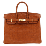 Hermes25cm Birkin Gold Matte Alligator Gold Hardware