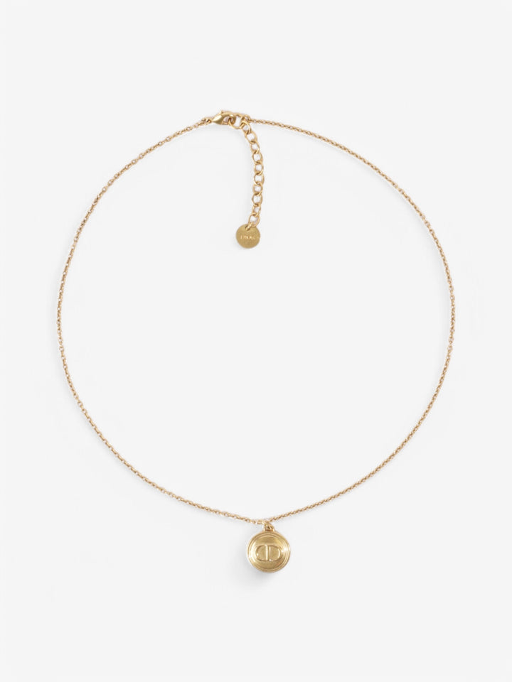 Christian Dior CD Pendant Necklace Gold Base Metal