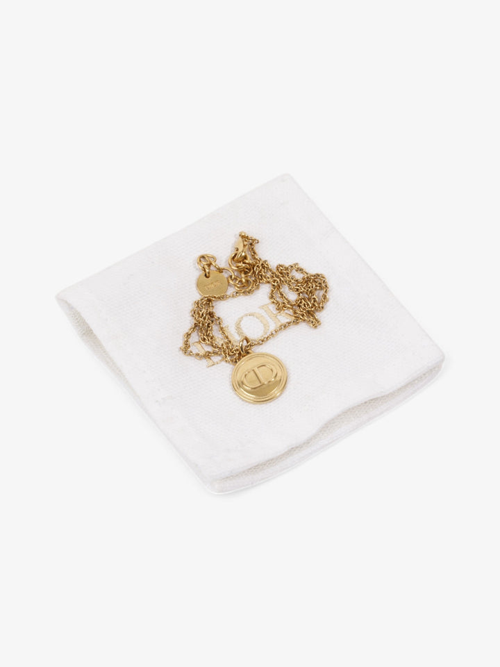 Christian Dior CD Pendant Necklace Gold Base Metal